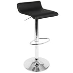 Ale Adjustable Barstool - Set of 2 - Chrome Metal, Black Pvc