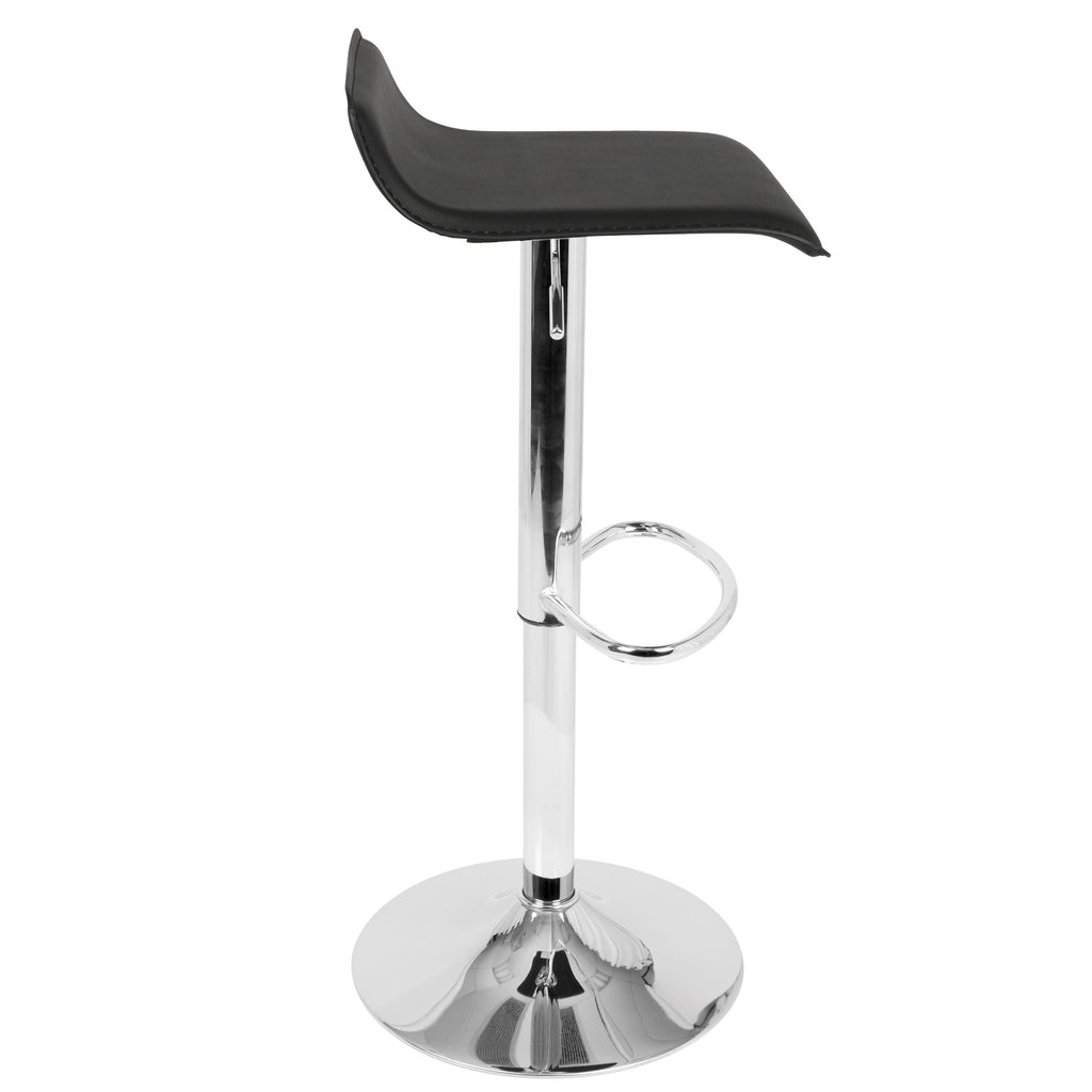Ale Adjustable Barstool - Set of 2 - Chrome Metal, Black Pvc