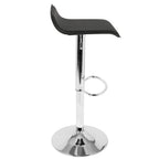 Ale Adjustable Barstool - Set of 2 - Chrome Metal, Black Pvc