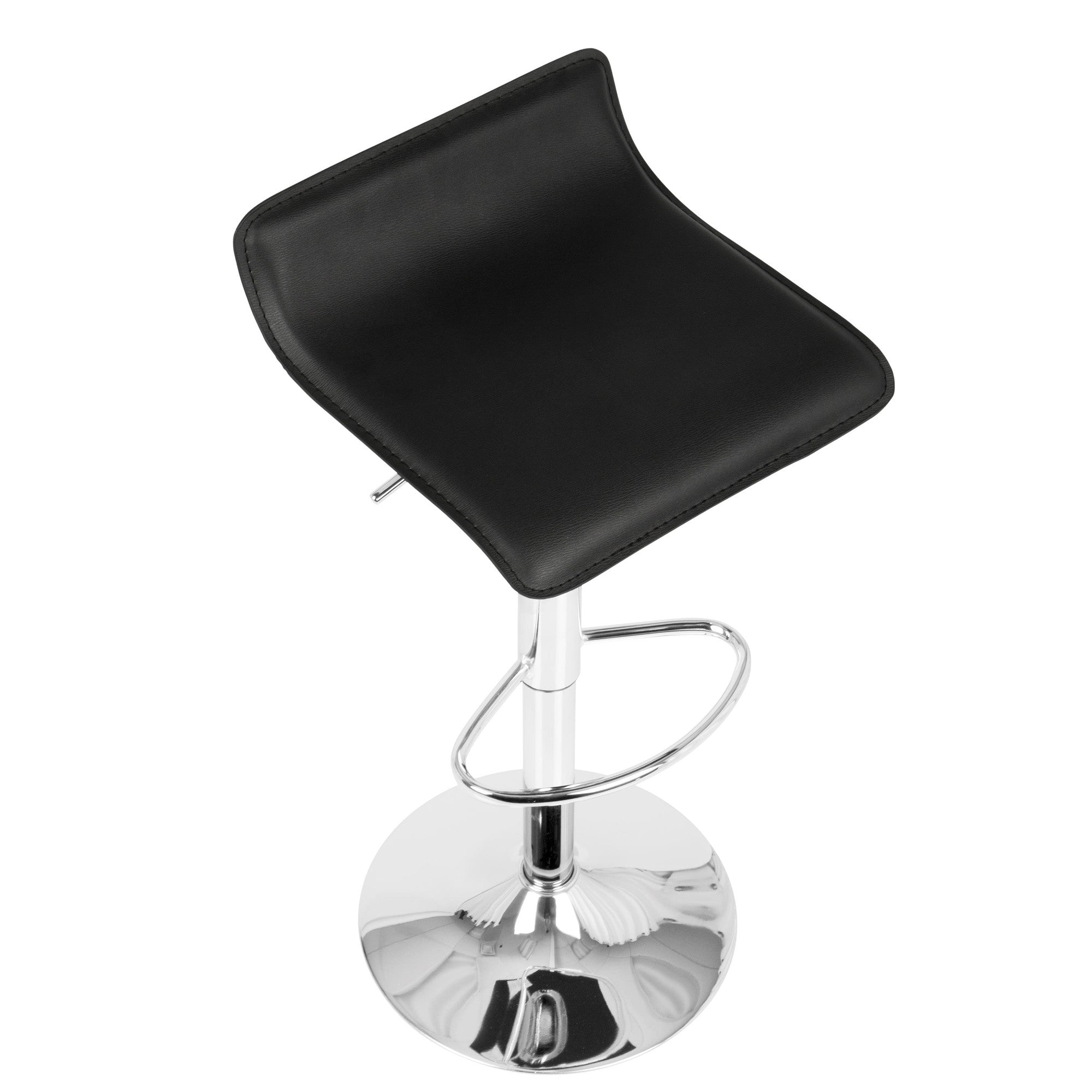 Ale Adjustable Barstool - Set of 2 - Chrome Metal, Black Pvc