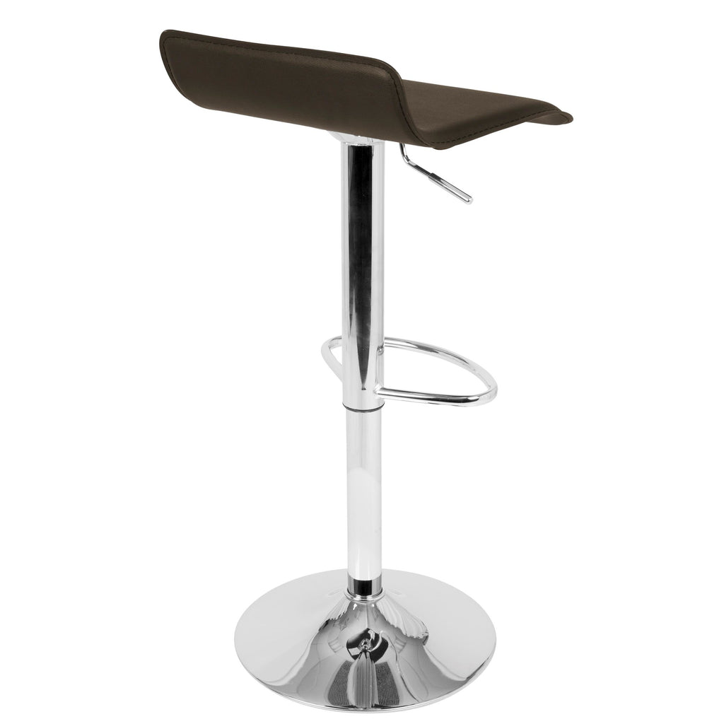 Ale Adjustable Barstool - Set of 2 - Chrome Metal, Brown Pvc