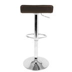 Ale Adjustable Barstool - Set of 2 - Chrome Metal, Brown Pvc