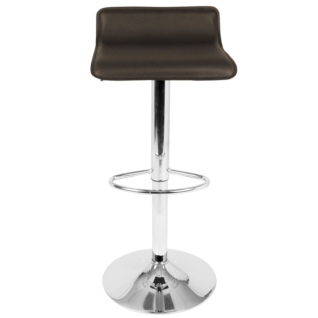 Ale Adjustable Barstool - Set of 2 - Chrome Metal, Brown Pvc