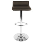 Ale Adjustable Barstool - Set of 2 - Chrome Metal, Brown Pvc