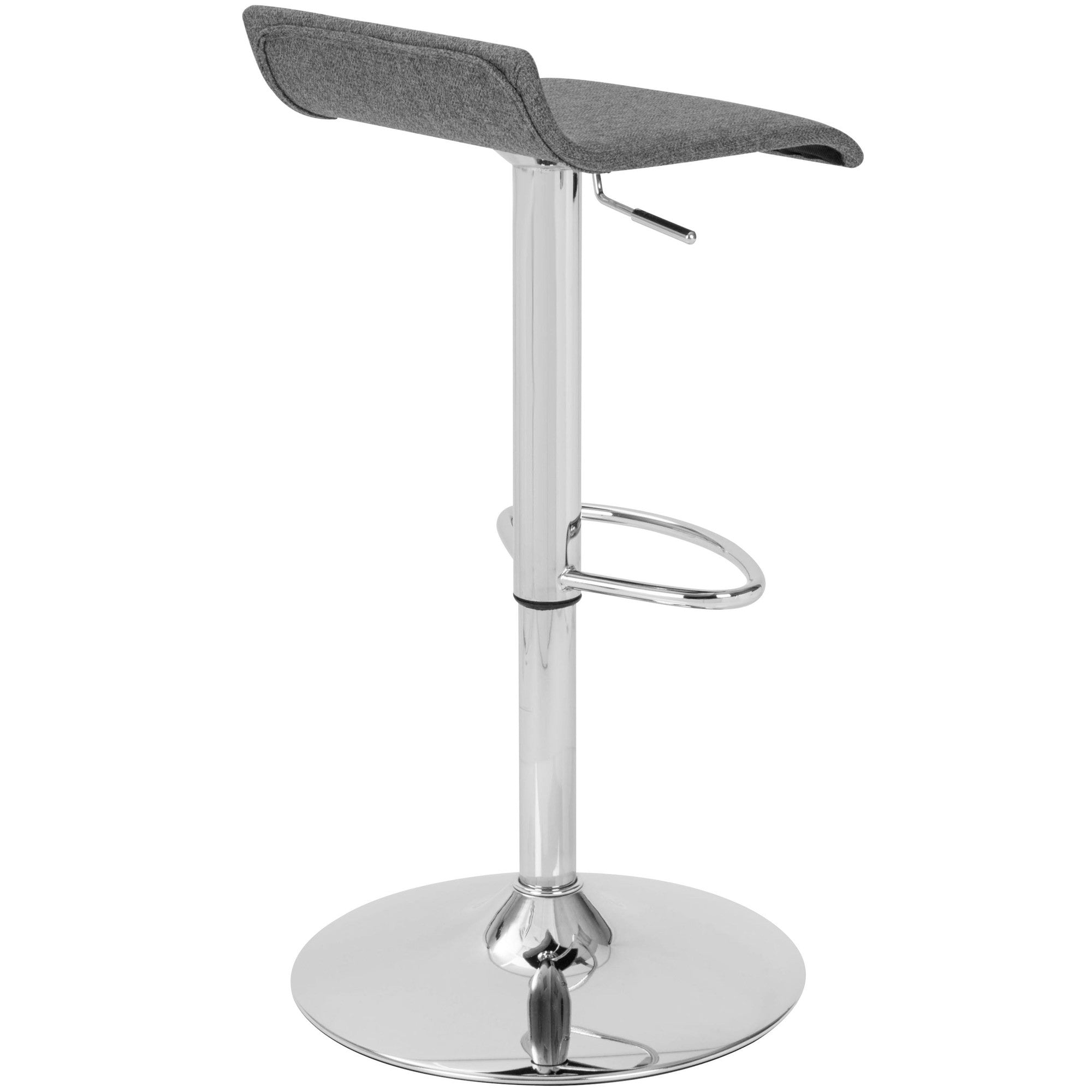 Ale Adjustable Barstool - Set of 2 - Chrome Metal, Grey Pvc