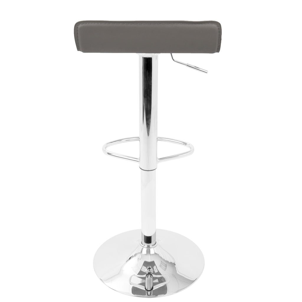 Ale Adjustable Barstool - Set of 2 - Chrome Metal, Grey Pvc