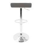 Ale Adjustable Barstool - Set of 2 - Chrome Metal, Grey Pvc