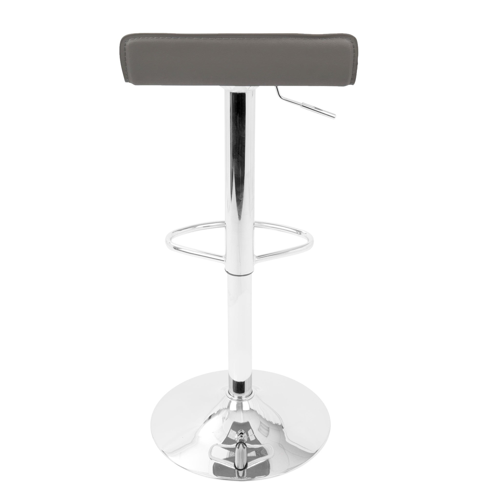 Ale Adjustable Barstool - Set of 2 - Chrome Metal, Grey Pvc