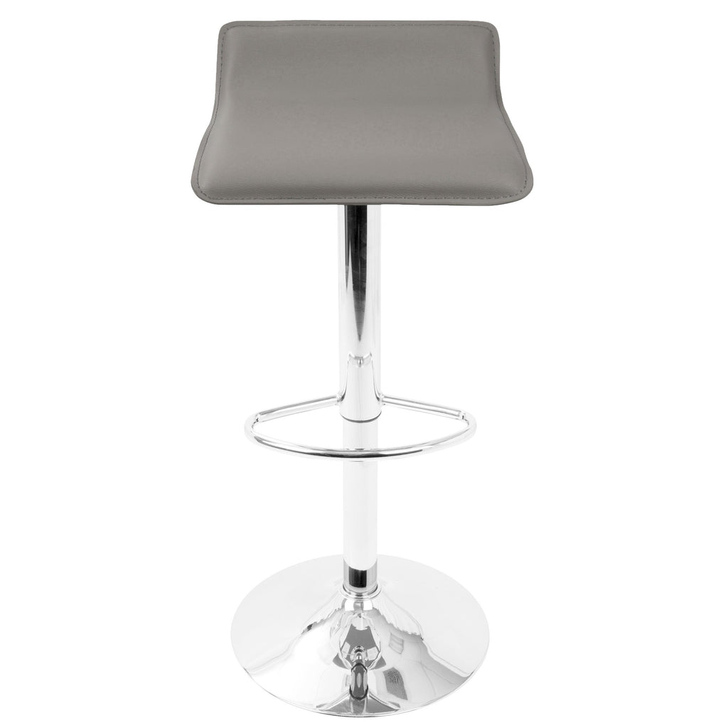 Ale Adjustable Barstool - Set of 2 - Chrome Metal, Grey Pvc