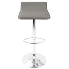 Ale Adjustable Barstool - Set of 2 - Chrome Metal, Grey Pvc