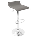 Ale Adjustable Barstool - Set of 2 - Chrome Metal, Grey Pvc