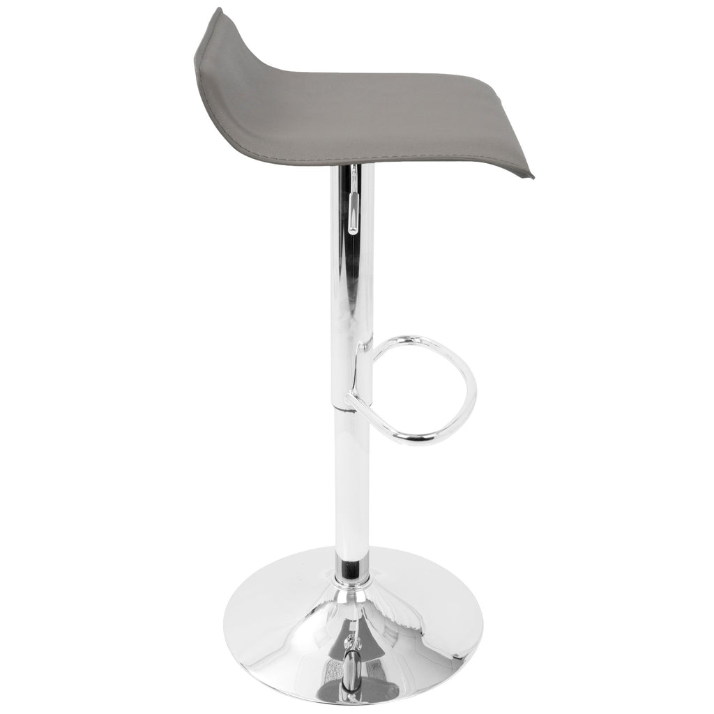 Ale Adjustable Barstool - Set of 2 - Chrome Metal, Grey Pvc