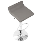 Ale Adjustable Barstool - Set of 2 - Chrome Metal, Grey Pvc