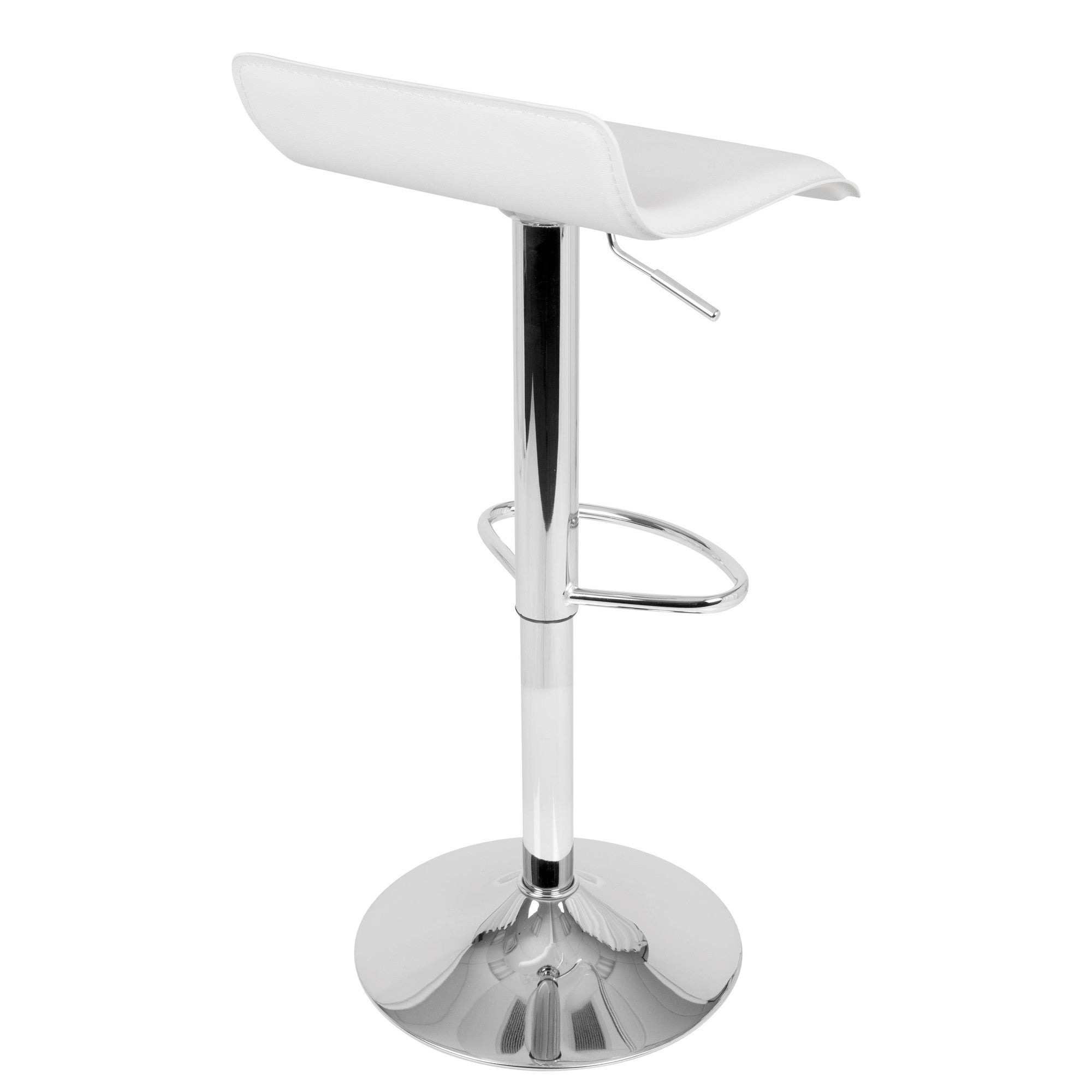 Ale Adjustable Barstool - Set of 2 - Chrome Metal, White Pvc
