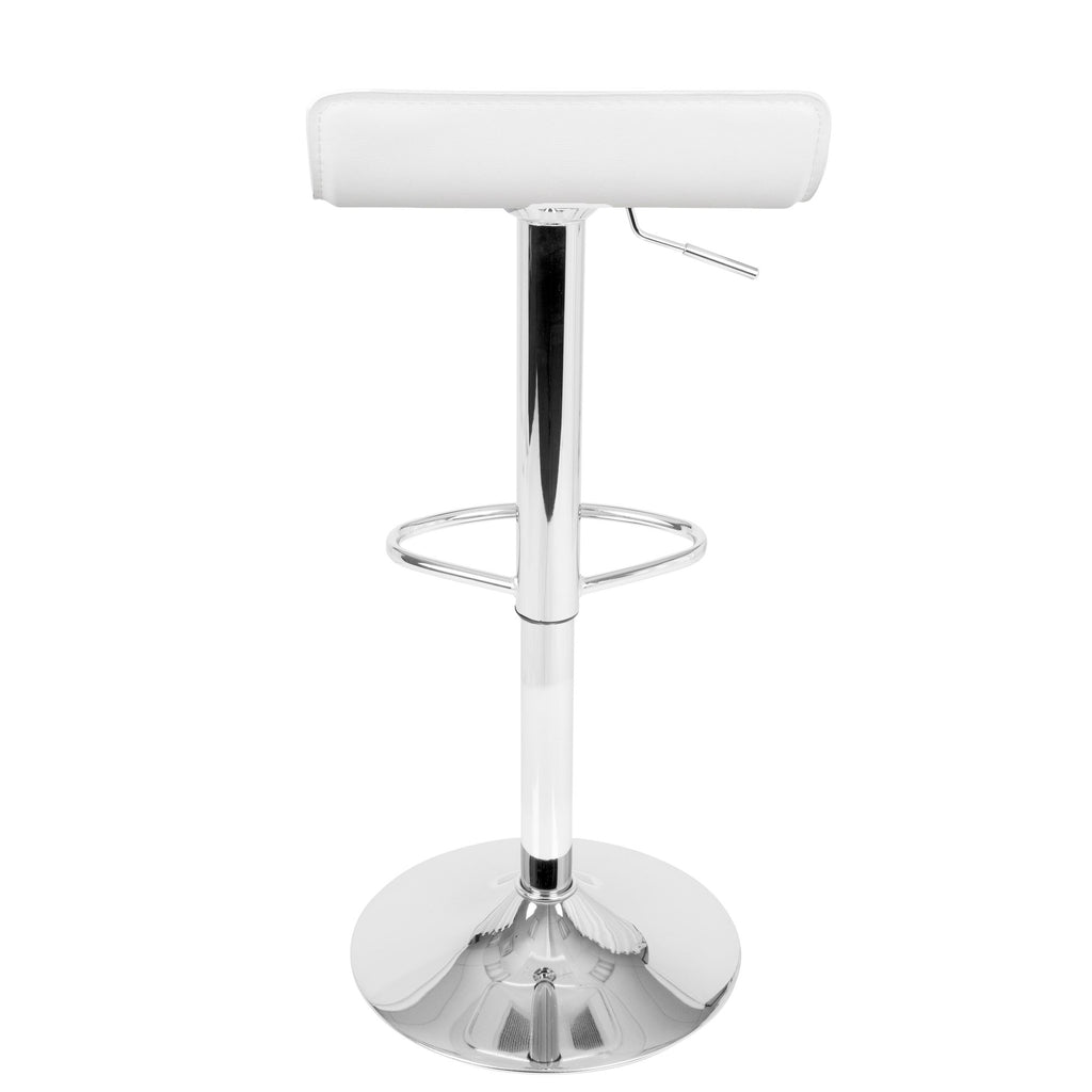 Ale Adjustable Barstool - Set of 2 - Chrome Metal, White Pvc