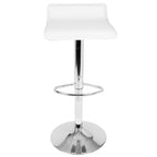 Ale Adjustable Barstool - Set of 2 - Chrome Metal, White Pvc