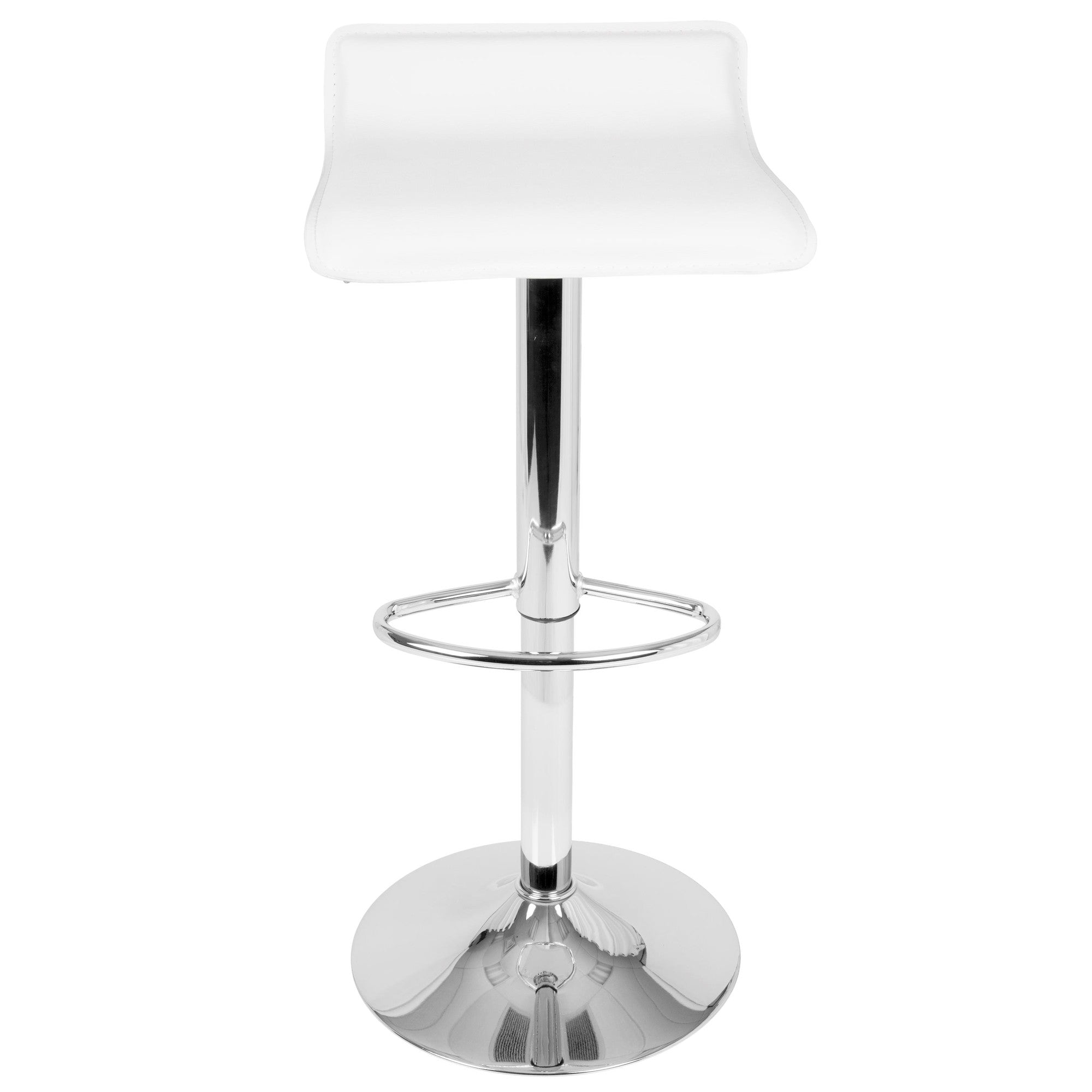 Ale Adjustable Barstool - Set of 2 - Chrome Metal, White Pvc