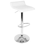 Ale Adjustable Barstool - Set of 2 - Chrome Metal, White Pvc