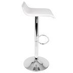 Ale Adjustable Barstool - Set of 2 - Chrome Metal, White Pvc