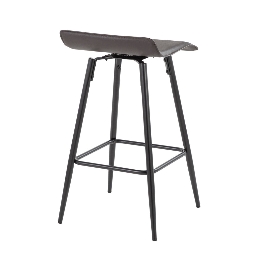 Ale 26" Fixed-Height Counter Stool - Set of 2 - Black Metal, Espresso PU