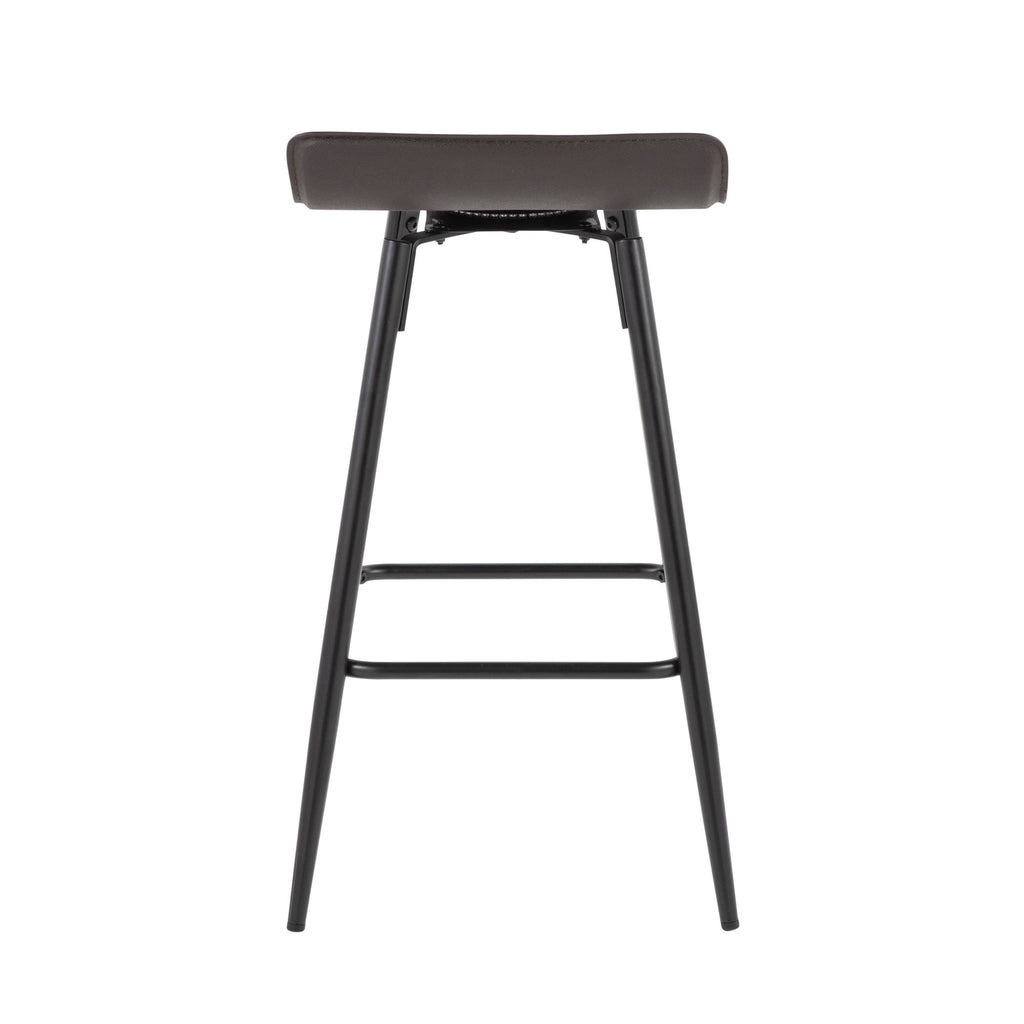 Ale 26" Fixed-Height Counter Stool - Set of 2 - Black Metal, Espresso PU