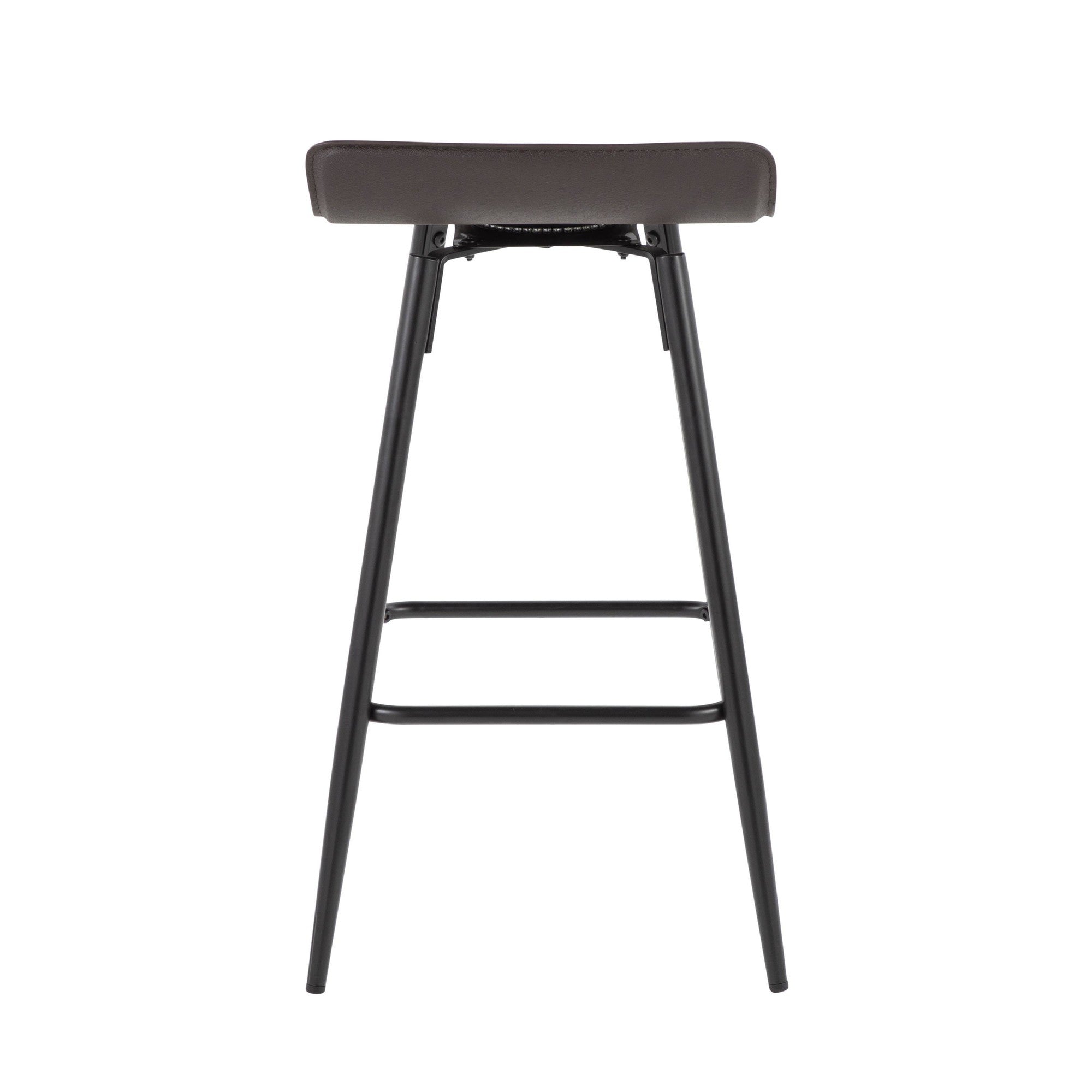 Ale 26" Fixed-Height Counter Stool - Set of 2 - Black Metal, Espresso PU