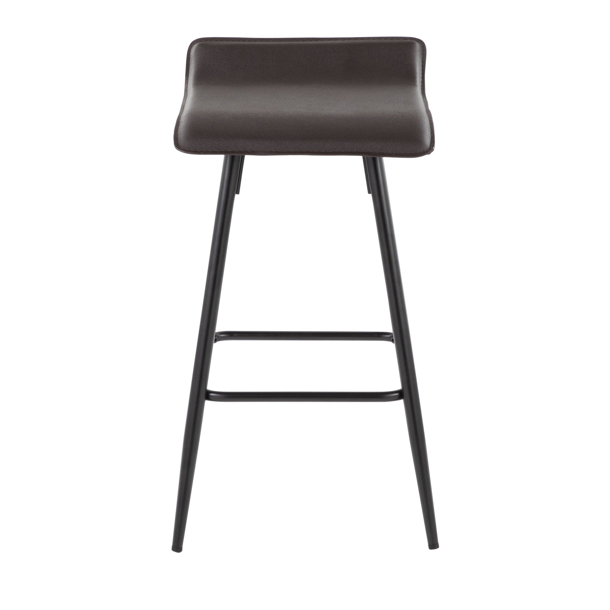 Ale 26" Fixed-Height Counter Stool - Set of 2 - Black Metal, Espresso PU