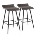 Ale 26" Fixed-Height Counter Stool - Set of 2 - Black Metal, Espresso PU