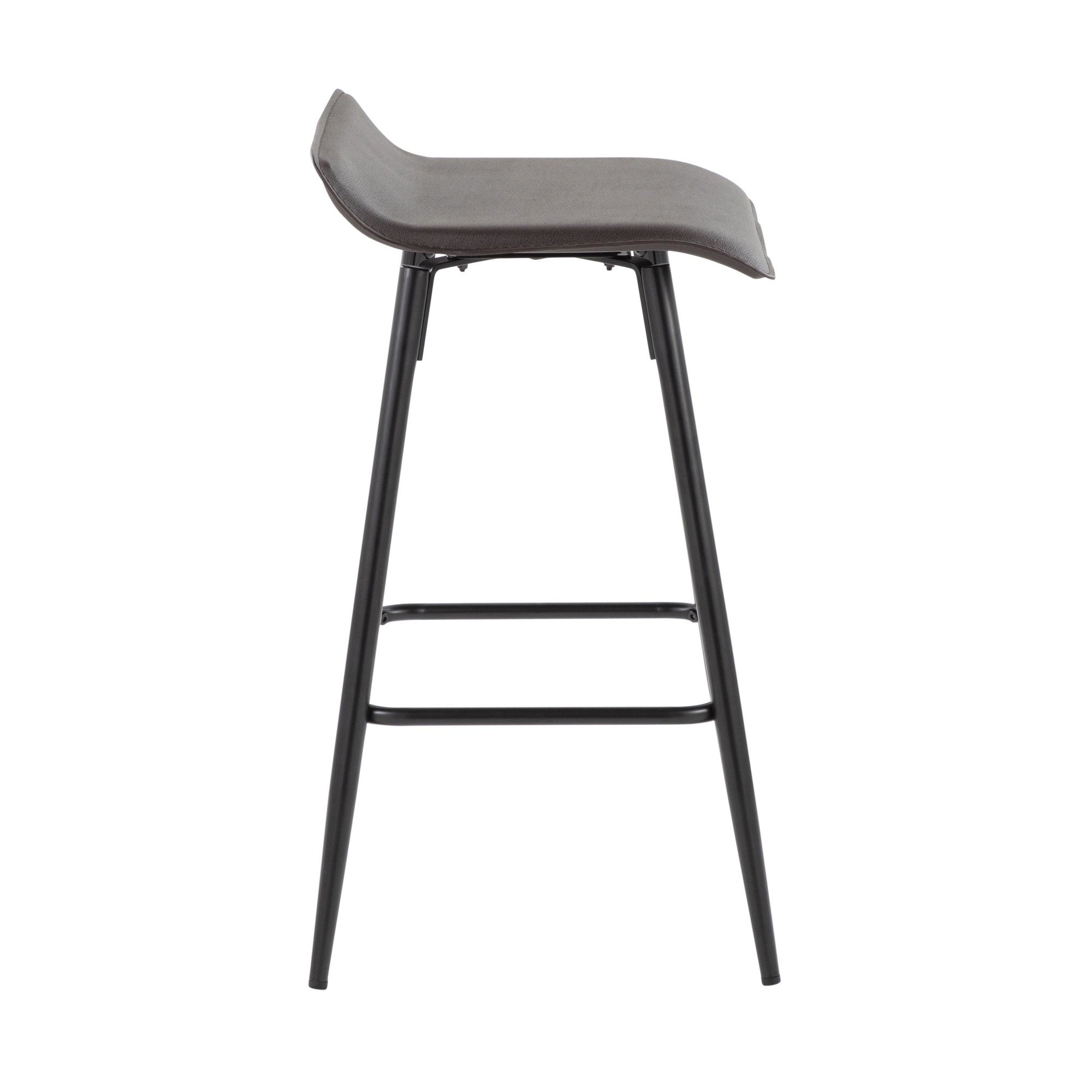 Ale 26" Fixed-Height Counter Stool - Set of 2 - Black Metal, Espresso PU