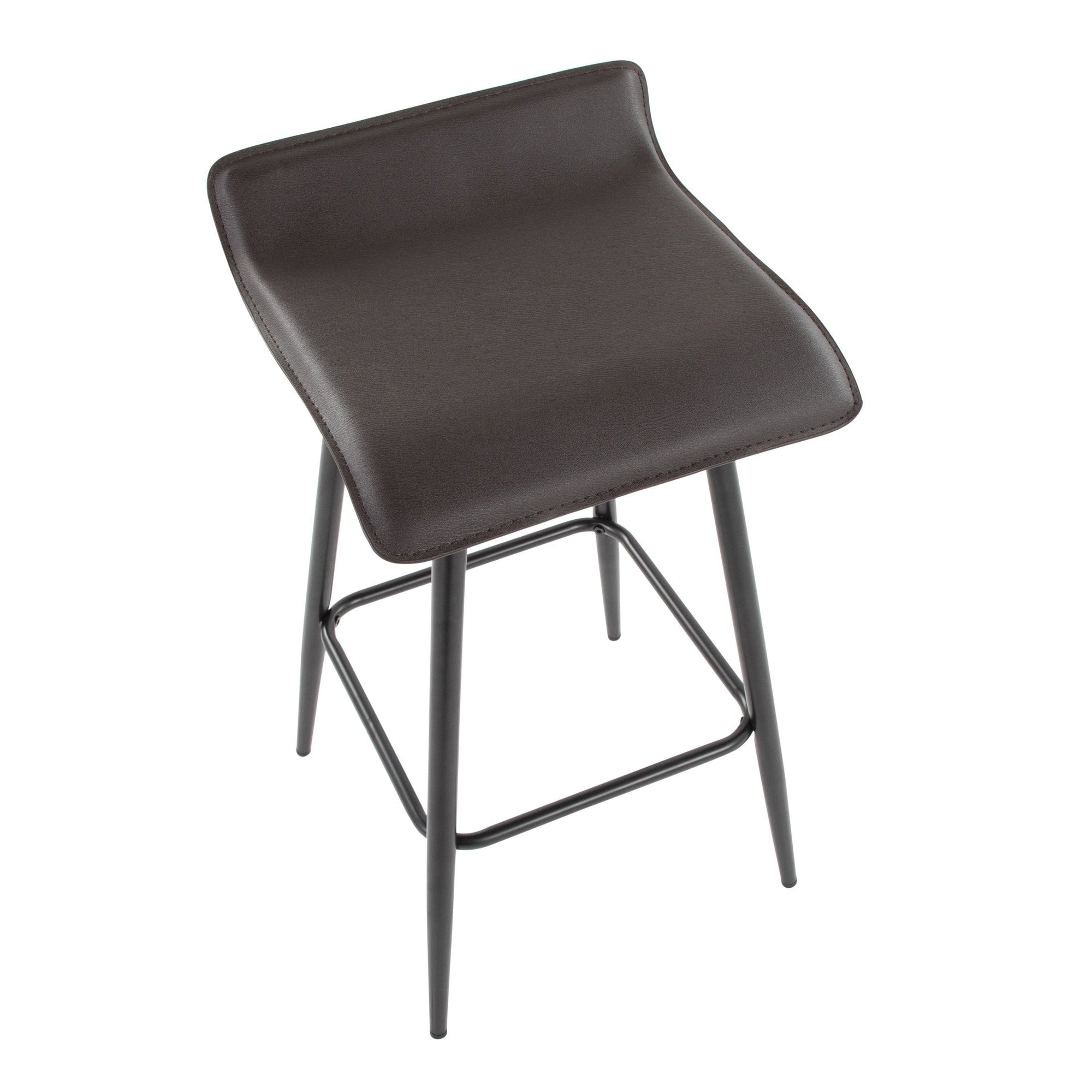 Ale 26" Fixed-Height Counter Stool - Set of 2 - Black Metal, Espresso PU