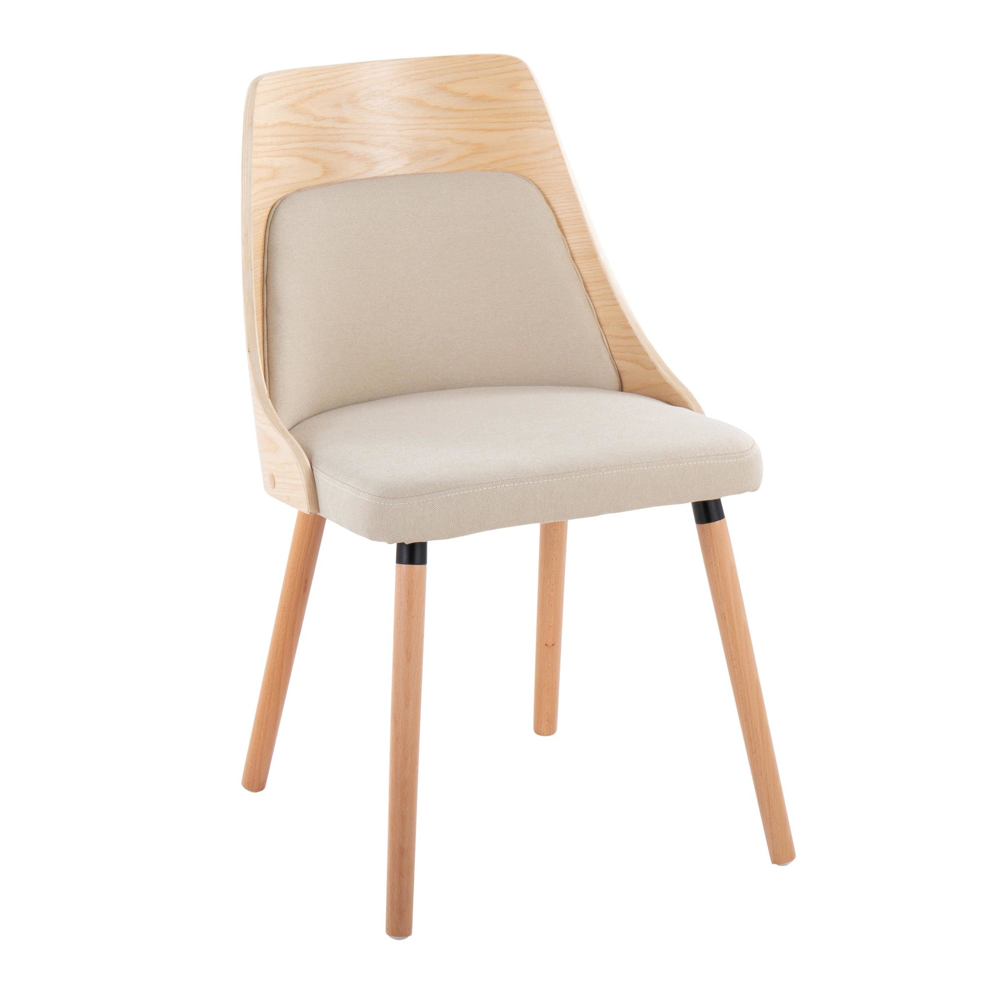Anabelle Chair - Set of 2 - Natural Wood, Cream Fabric