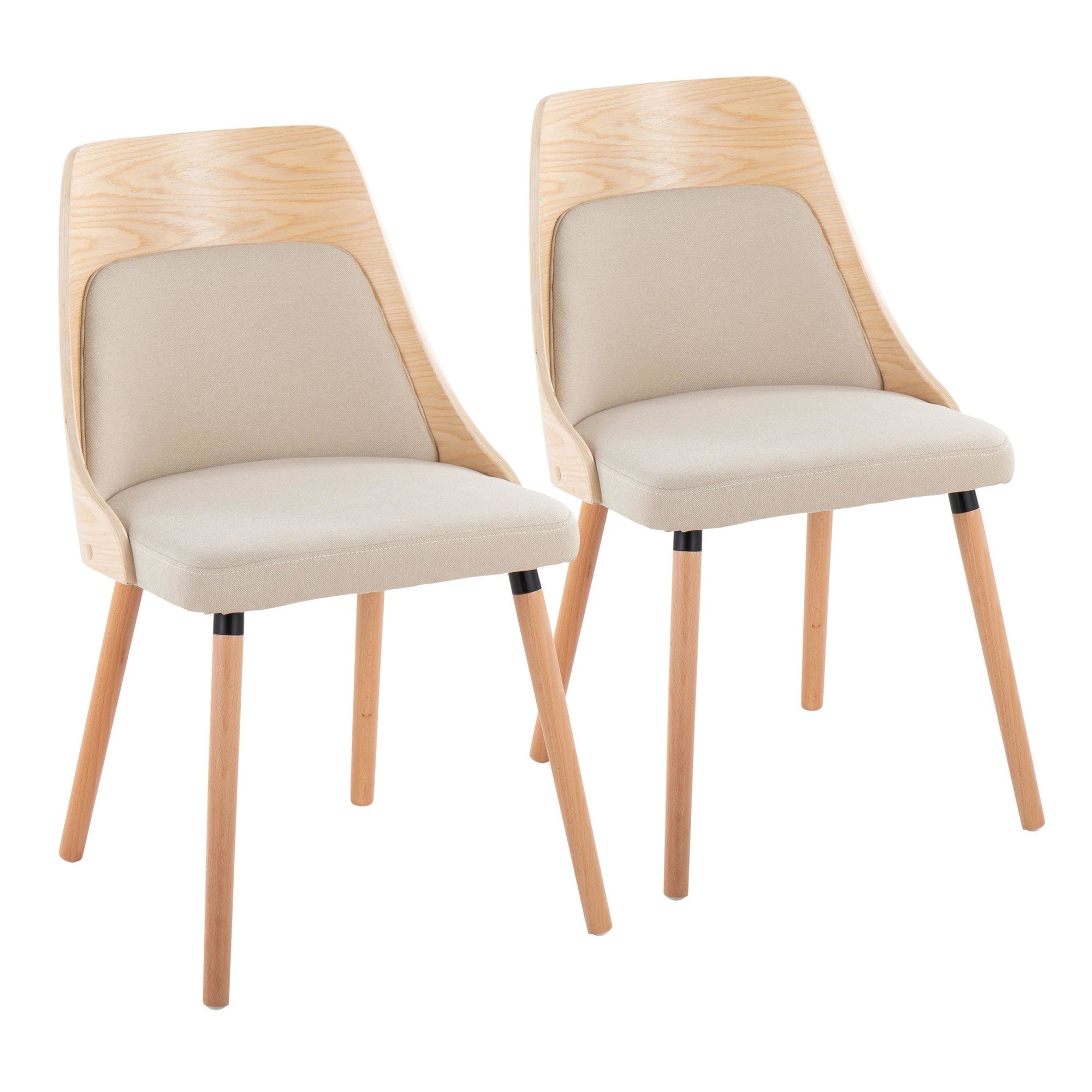Anabelle Chair - Set of 2 - Natural Wood, Cream Fabric