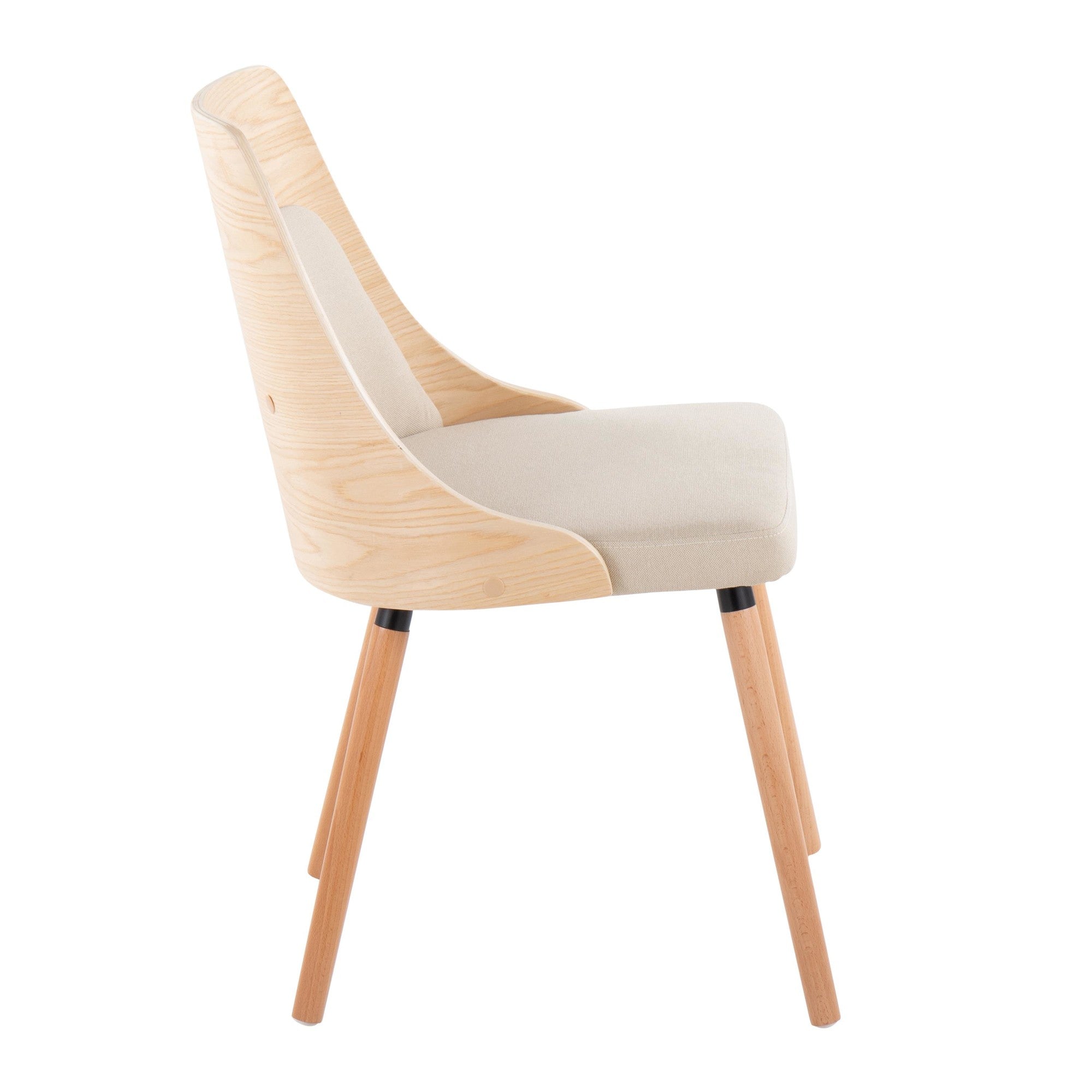 Anabelle Chair - Set of 2 - Natural Wood, Cream Fabric