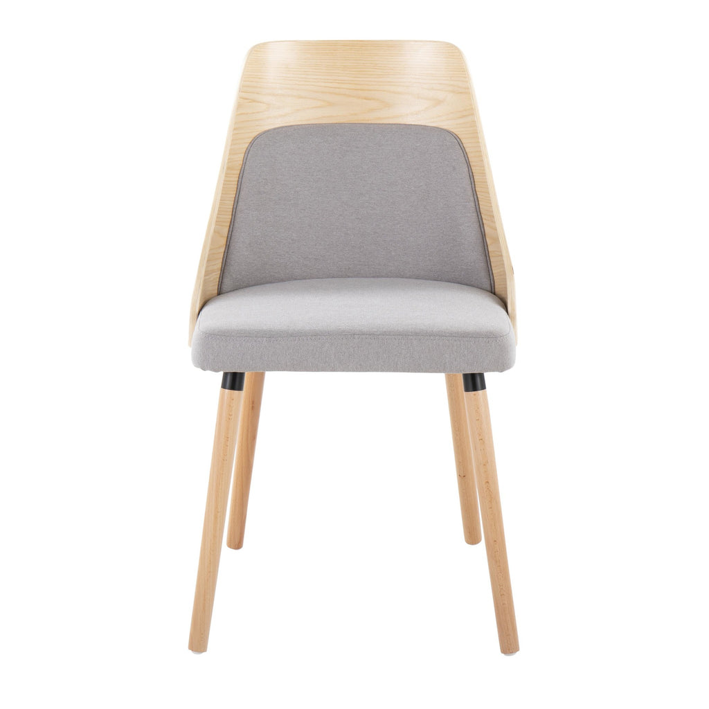 Anabelle Chair - Set of 2 - Natural Wood, Grey Fabric
