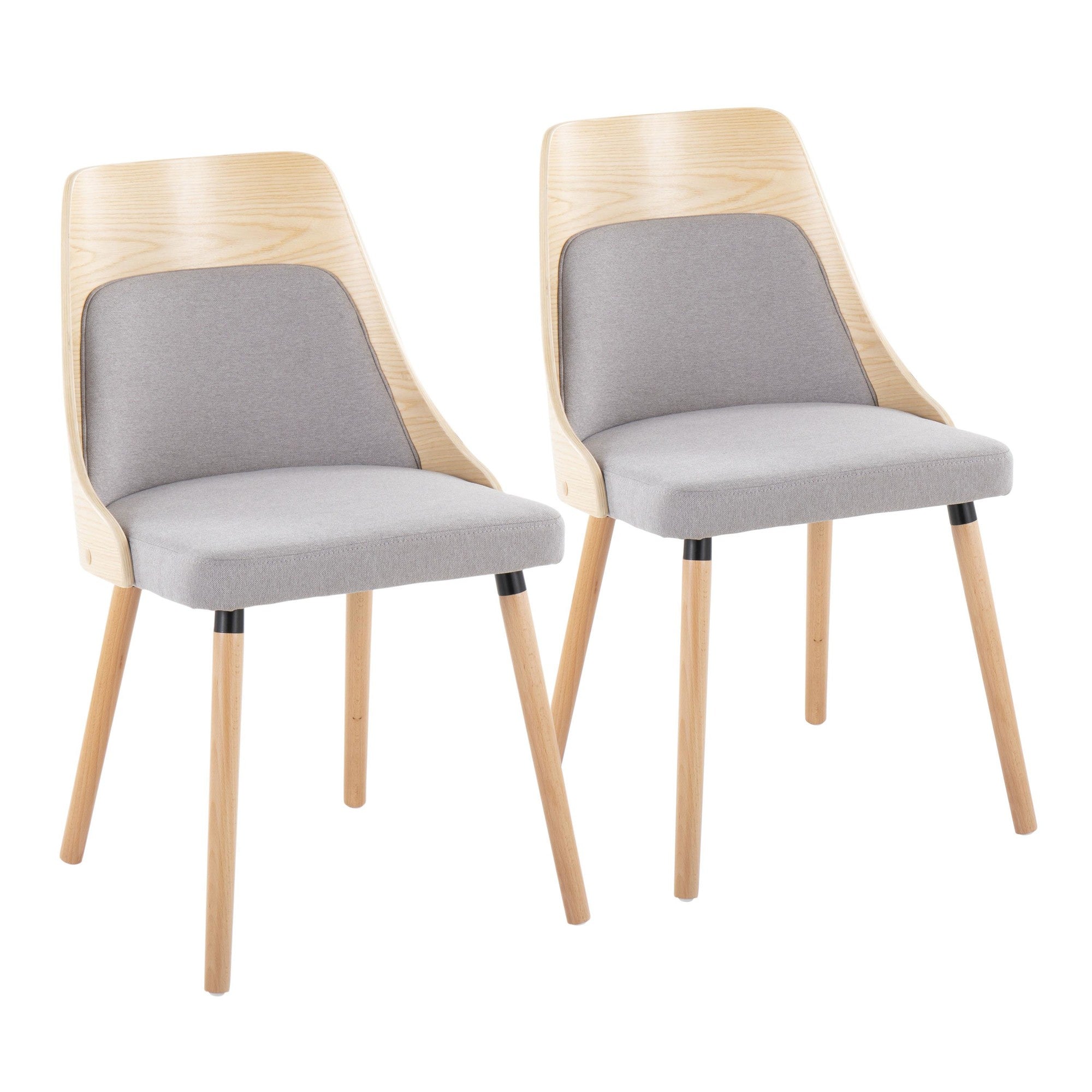 Anabelle Chair - Set of 2 - Natural Wood, Grey Fabric