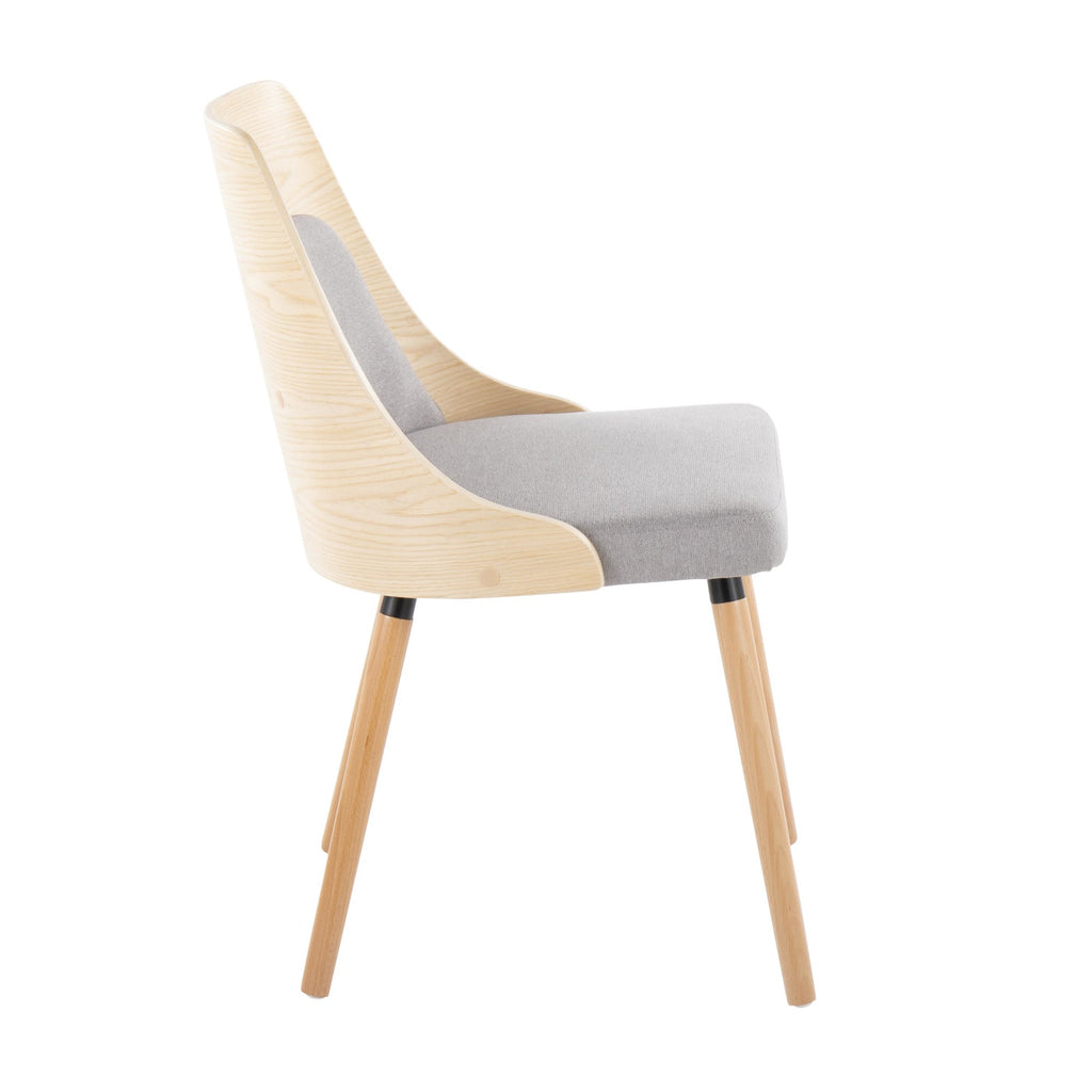 Anabelle Chair - Set of 2 - Natural Wood, Grey Fabric