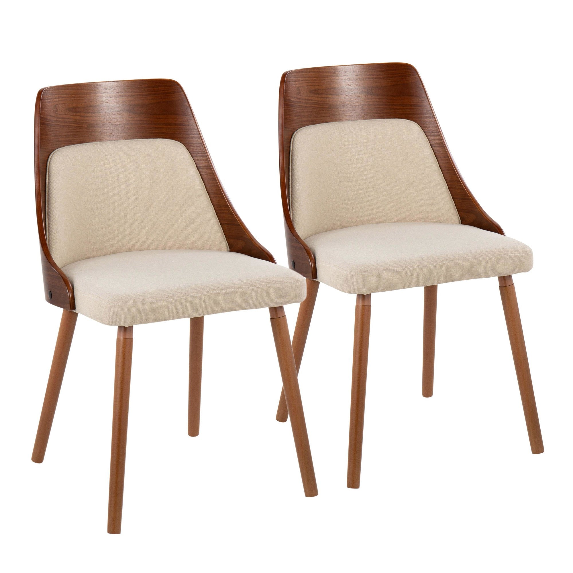 Anabelle Chair - Set of 2 - Walnut Wood, Cream Fabric