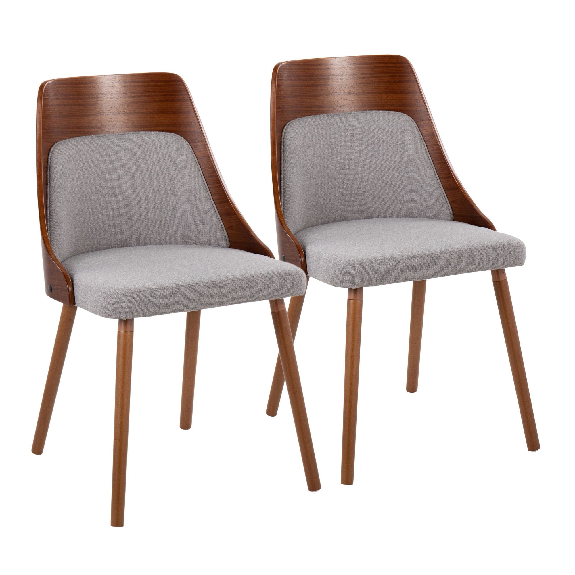 Anabelle Chair - Set of 2 - Walnut Wood, Grey Fabric