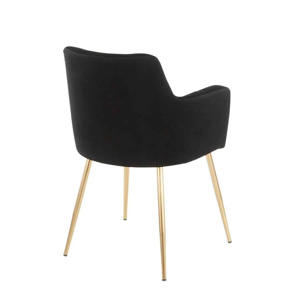 Andrew Chair - Set of 2 - Gold Metal, Black Velvet