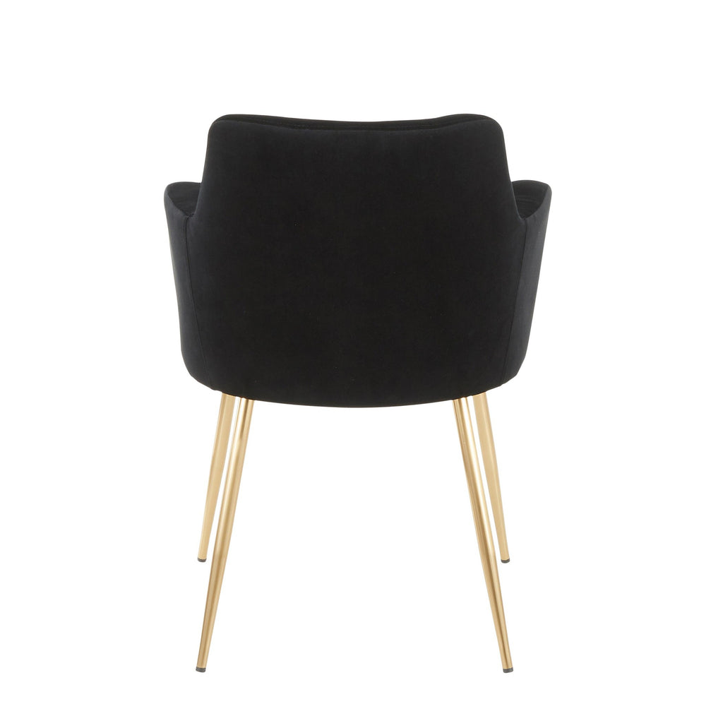 Andrew Chair - Set of 2 - Gold Metal, Black Velvet