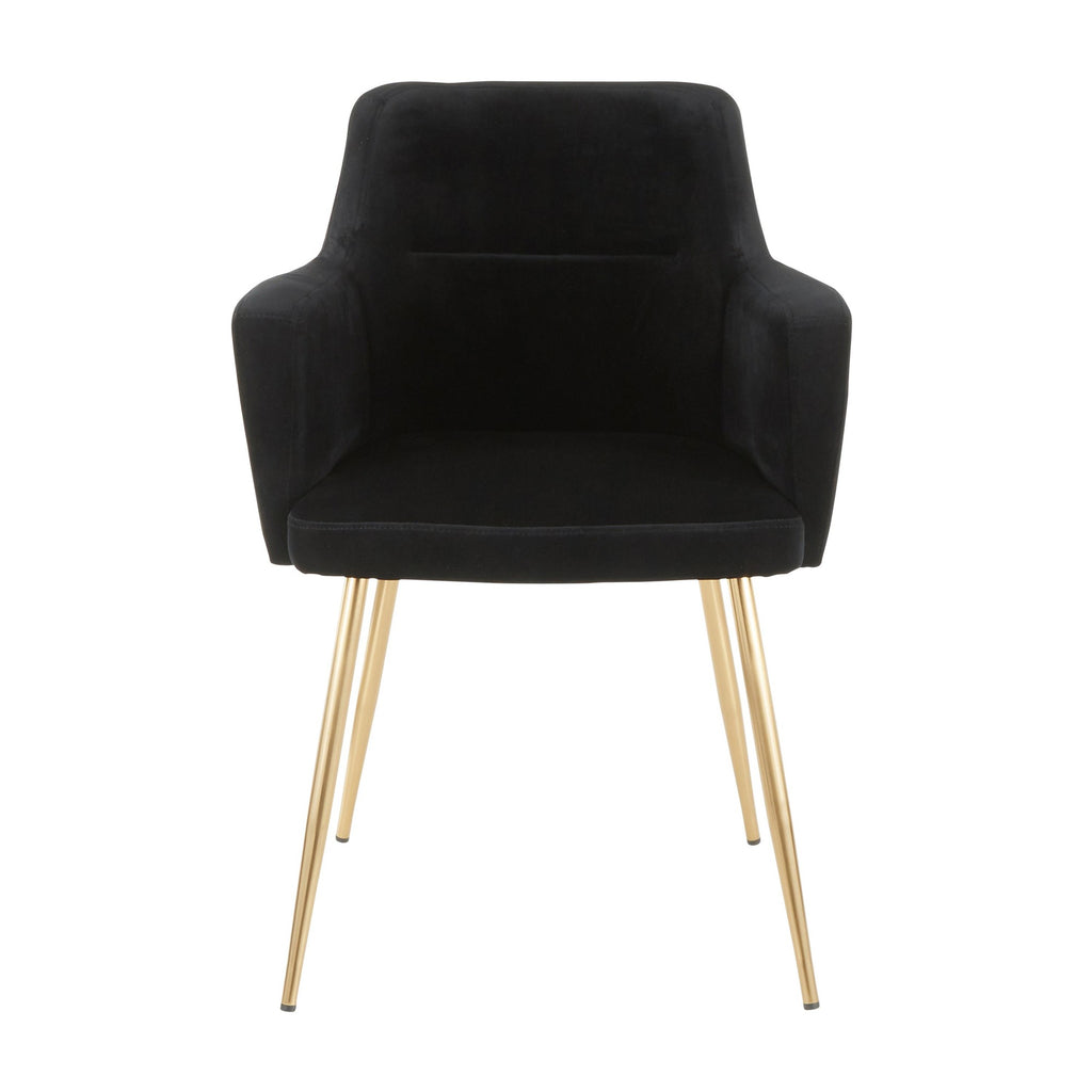 Andrew Chair - Set of 2 - Gold Metal, Black Velvet