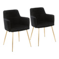 Andrew Chair - Set of 2 - Gold Metal, Black Velvet
