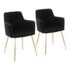 Andrew Chair - Set of 2 - Gold Metal, Black Velvet