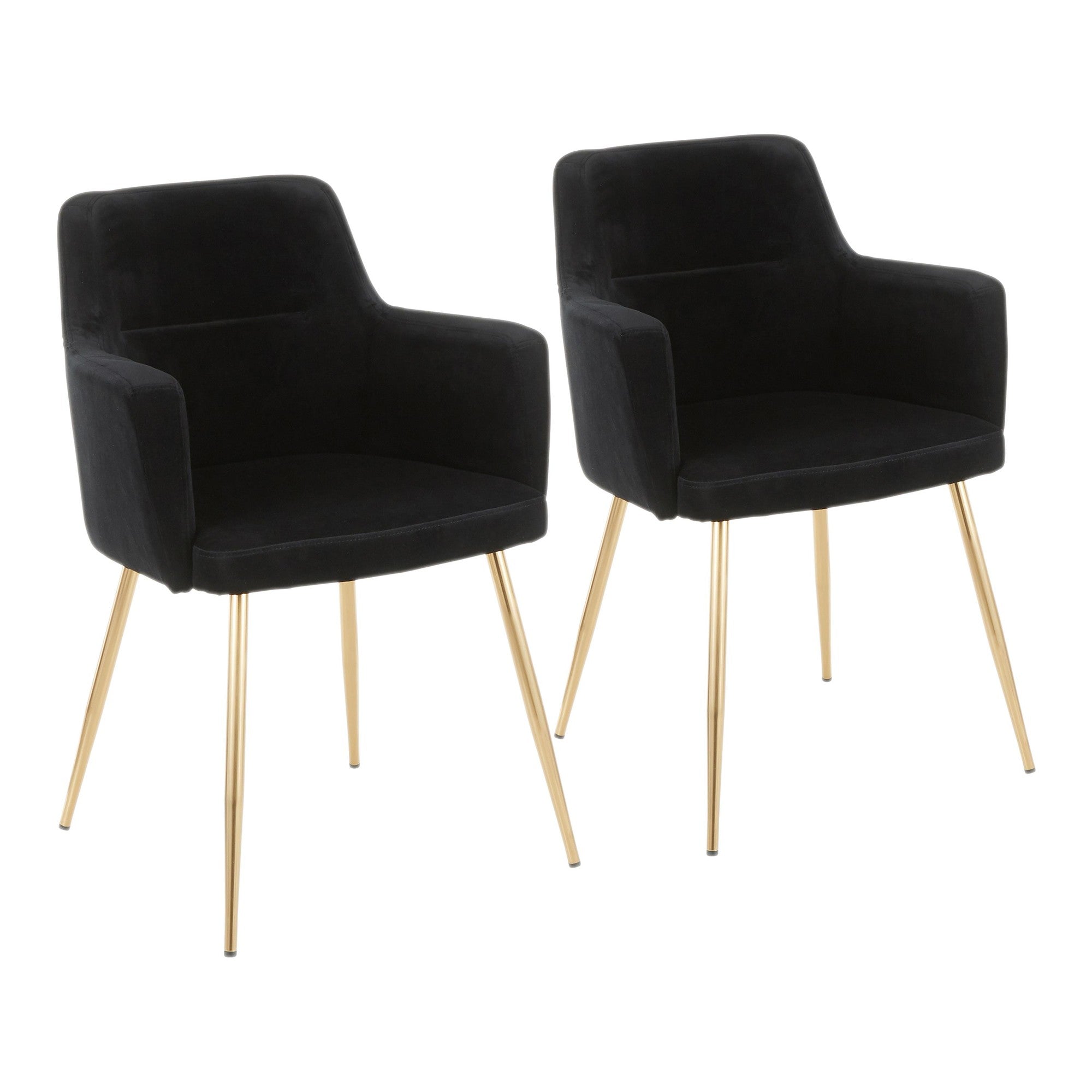Andrew Chair - Set of 2 - Gold Metal, Black Velvet