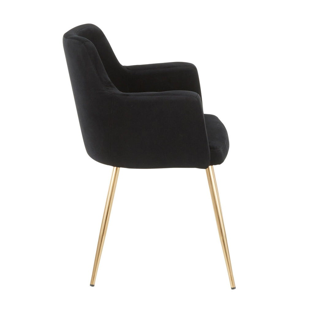 Andrew Chair - Set of 2 - Gold Metal, Black Velvet