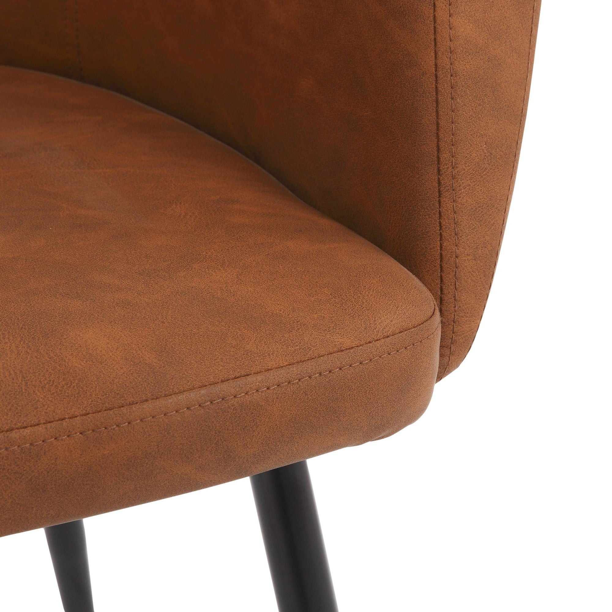 Andrew Chair - Set of 2 - Black Steel, Camel PU