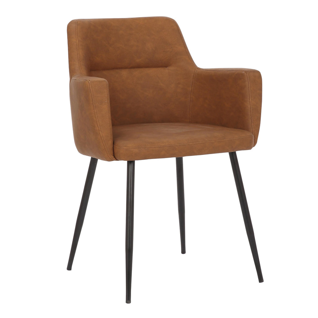 Andrew Chair - Set of 2 - Black Steel, Camel PU