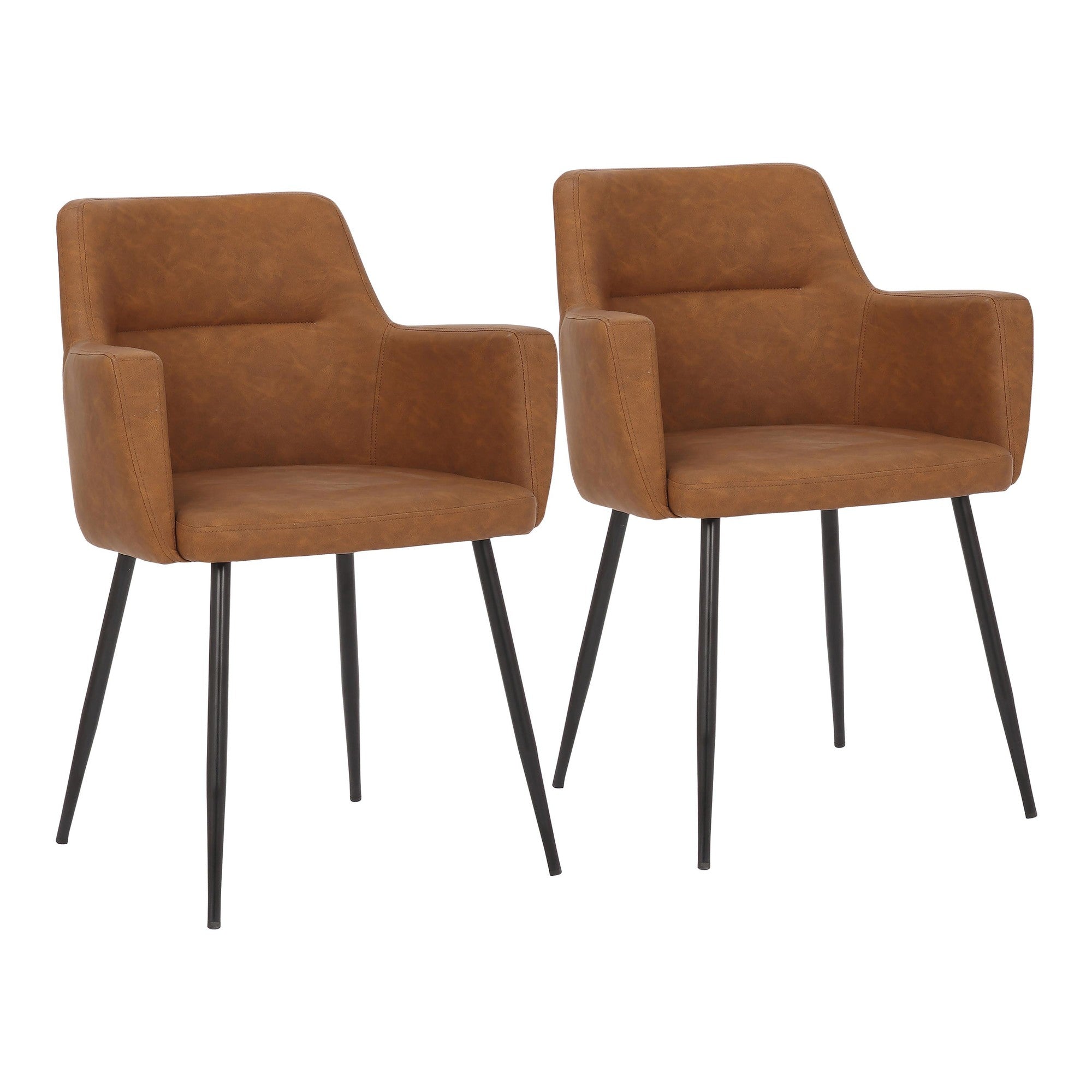 Andrew Chair - Set of 2 - Black Steel, Camel PU