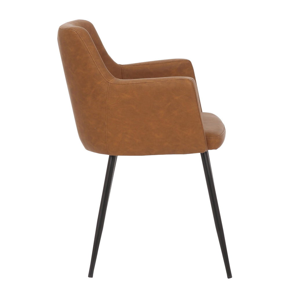Andrew Chair - Set of 2 - Black Steel, Camel PU
