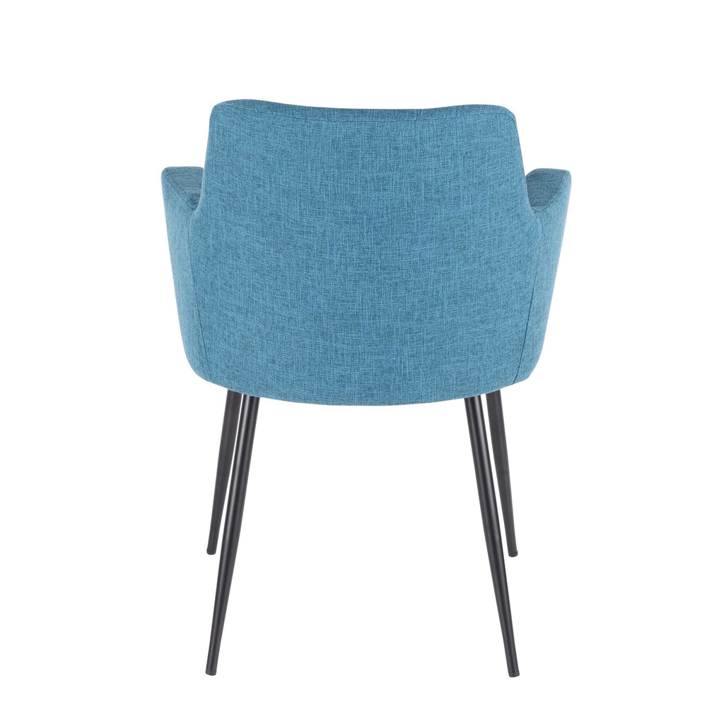 Andrew Chair - Set of 2 - Black Metal, Teal Fabric